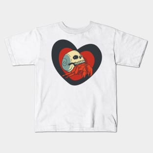 Drama Crab - Funny Crab Carrying a Skull - White Kids T-Shirt